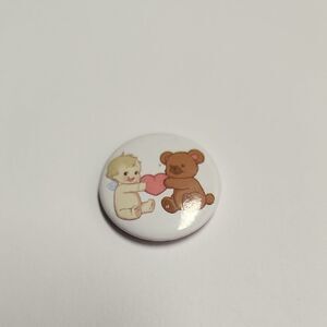 Cute Angel and Bear Button Pin